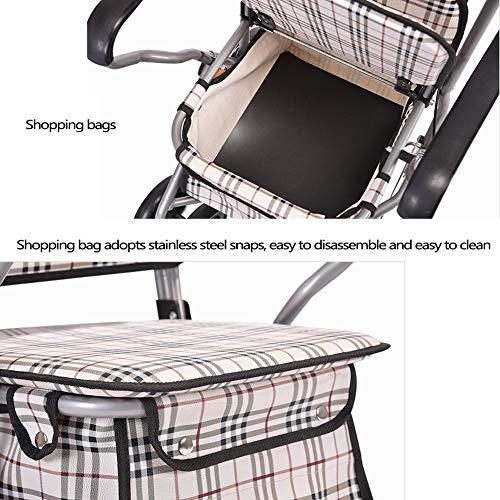 Andador De Andar De Altura Regulable para Personas Mayores De Edad Avanzada, Soporte De Andar Rodante Compacto Plegable con Asiento Y Rueda Bolsa De Almacenamiento Desmontable