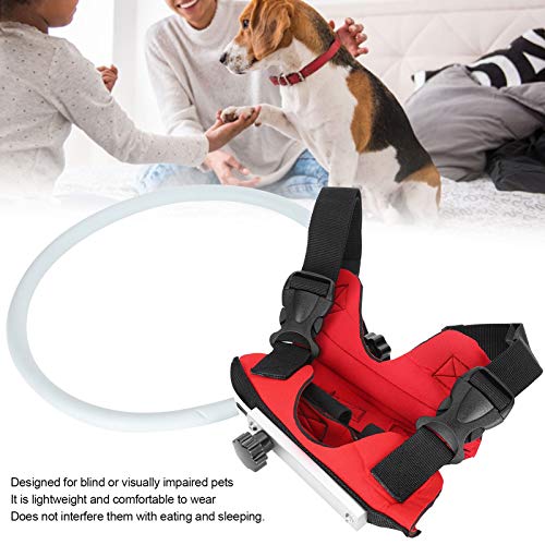 Anillo anticolisión para mascotas, dispositivo de guía, chaleco seguro con arnés para perros, chaleco protector ajustable para perros con anillo, para mascotas ciegas o con discapacidad visual(rojo)