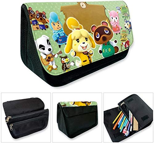 Animal Forest Crossing Estuche Escolar para Niño Niña Estuche de Lápices de Gran Capacidad Bolsa de Lona Dibujos Animados Bolsa de Lápiz Organizador de Papelería Animales para Escuela Oficina-Amarillo