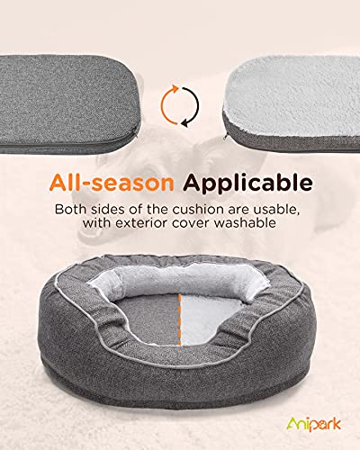 Anipark Cama para Perros, Cama Ortopédica de Espuma con Memoria para Perros/Gatos Pequeños/Medianos, con Funda extraíble y Lavable y Fondo Antideslizante - Gris