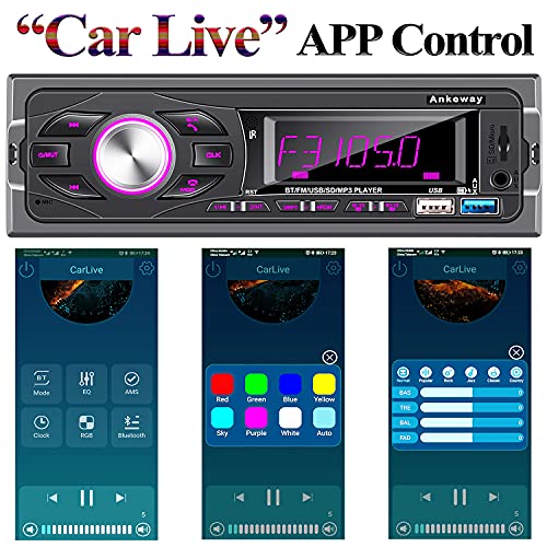 ANKEWAY RDS Radio Coche Bluetooth 5.0 con Asistente de Voz y Control de App, MP3/RDS/FM Radio de Coche con Llamadas Manos Libres y Control Remoto, Soporta USB/Tarjeta TF/AUX/USB 3.0 de Carga Rápida