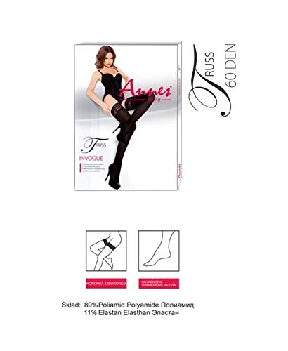 Annes styling braguero 60 denier mujeres mantener medias de microfibra con encaje alto opaco lencería medias de silicona superior Nero TG-7/8