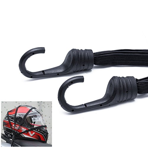 Annhao 2 Piezas Red de Equipaje (40 * 40cm) + 2 Piezas Cuerda de Equipaje (60cm), Vendaje Cuerda Red Elástica Casco de Motocicleta Red Equipaje Cuerda Equipaje (Negro)