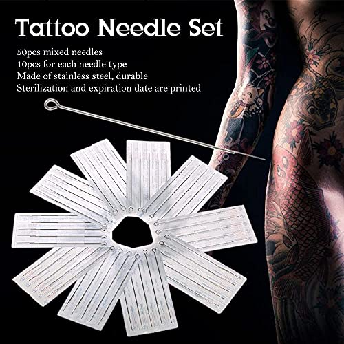 Anself Agujas Tatuaje Desechables Estéril Adhesivo en 5 Modelos 1RL 3RL 5RL 7RL 9RL 50ST