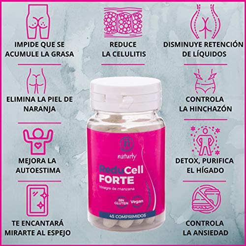 Anticelulítico reductor potente |Cápsulas anticelulitis para eliminar la piel de naranja | Pastillas eficaces y efecto rápido | Vinagre de manzana, moringa, papaína y tronco de piña