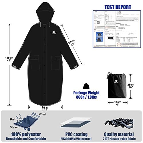 Anyoo Unisex Rain Coat Senderismo Impermeable Empaquetado Impermeable Largo