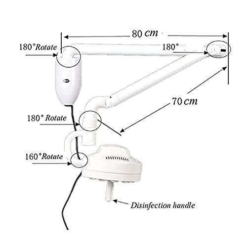 ANYURAN Lámpara sin Sombra de cirugía médica, Lámpara sin Sombras de luz de Examen médico quirúrgico LED montada en la Pared de 30 W Lámpara sin Sombras quirúrgica de rotación de 360 ° Lámpara