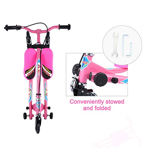 AOODIL Drifting Scooter para niños, 3 Ruedas Plegable Swing Scooters Tri Slider Plegable Push Wiggle con Mango Ajustable y 2 Ruedas LED traseras para niños y niñas de 3 a 10 años