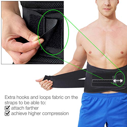 Apoyo lumbar con fuertes tirantes de doble banda, Faja para la Cintura / Espalda / Zona lumbar - Marca Neotech Care - Color Carbón - Talla M