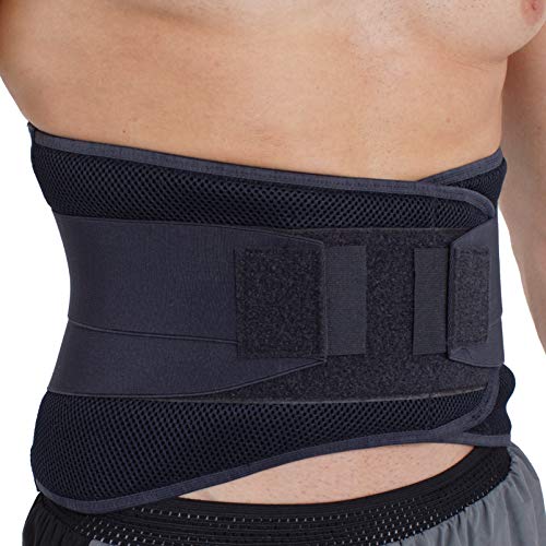 Apoyo lumbar con fuertes tirantes de doble banda, Faja para la Cintura / Espalda / Zona lumbar - Marca Neotech Care - Color Carbón - Talla M