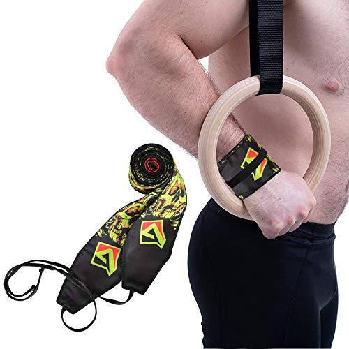 AQF Muñequera Correas para Levantamiento De Pesas Gimnasio Entrenamiento Soporte Resistencia Muñequeras Gym De 35"De Largo Y 3" De Ancho (Negro y Verde)