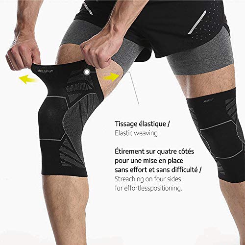 ARESFIIT - Rodillera médica de compresión para dolor de rodilla, diseñada para artrosis, problemas ligamentas, ideal para hombre y mujer, deporte, carreras en pies, tenis, musculación, mantenimiento