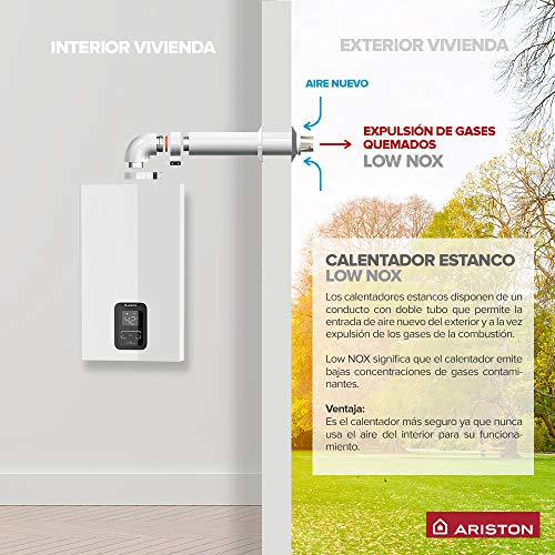 Ariston calentador a gas estanco NEXT EVO X BLU SFT 16 GAS NATURAL EU. Fabricado para ser instalado en España, Blanco