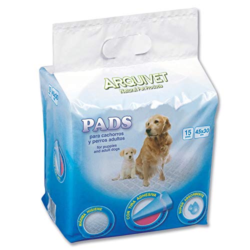 Arquivet Pads para Perros súper absorbentes - Empapadores higiénicos educativos para Perros - Empapadores Desechables - Alfombrilla higiénica para Perros - 15 uds. - 30 x 45 cm