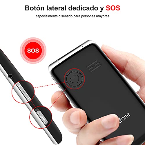 Artfone F20, telefono movil para Mayores, 2,4 Pulgadas teléfono móvil con botón Grande para Personas, teléfono móvil para Personas Mayores con botón SOS, batería de 1000 mAh