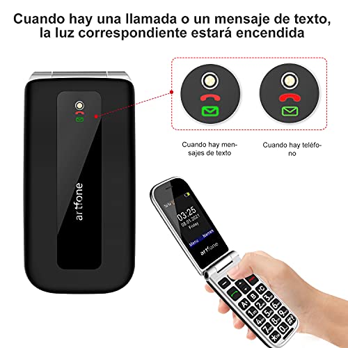 Artfone F20, telefono movil para Mayores, 2,4 Pulgadas teléfono móvil con botón Grande para Personas, teléfono móvil para Personas Mayores con botón SOS, batería de 1000 mAh