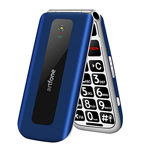 artfone Teléfono Móvil para Mayores, Senior Móviles de Teclas Grandes, SOS Botón, Pantalla de 2,4 Pulgadas, 2G gsm, Doble SIM, Llamada rápida, Sonido Fuerte de Radio, 1000mAh Batería, Azul