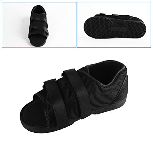 Artibetter zapato postoperatorio bota médica para caminar con correa ajustable después de la lesión sandalia de yeso para pies quirúrgicos punta cuadrada soporte ortopédico para hueso roto (ml negro)