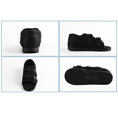 Artibetter zapato postoperatorio bota médica para caminar con correa ajustable después de la lesión sandalia de yeso para pies quirúrgicos punta cuadrada soporte ortopédico para hueso roto (ml negro)