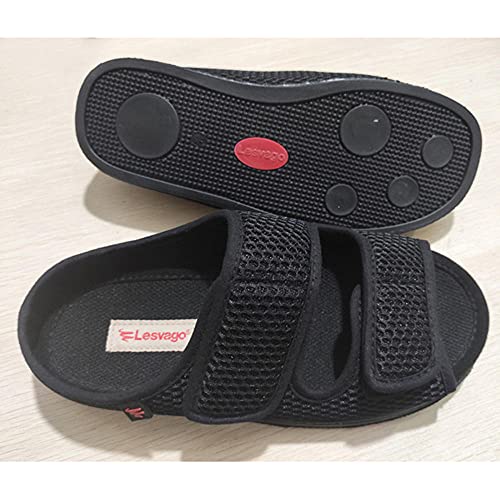 Artritis Edema Zapatos hinchados, Summer ensanchado velcro Zapatos de la boca superficial antideslizante suave cómodo pies casuales hinchados embarazadas mujeres diabetes zapatos ZGHHHTDTY-negro_40EU