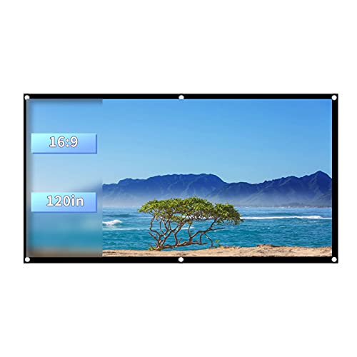 ASHATA Pantalla Portátil para Proyector, Tela para Proyector, Tejido Cortina para Proyección, Pantalla 16: 9 Plegable Tamaño Seleccionable para Cine Oficina al Aire Libre(120 Inch)