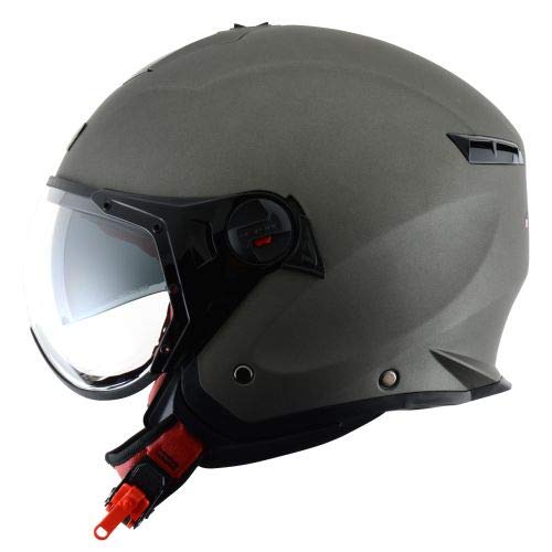 Astone Helmets - MINIJET S SPORT monocolor - Casque jet compact - Casque de moto look sport - Casque de scooter mixte - Casque en polycarbonate - Matt titanium XL