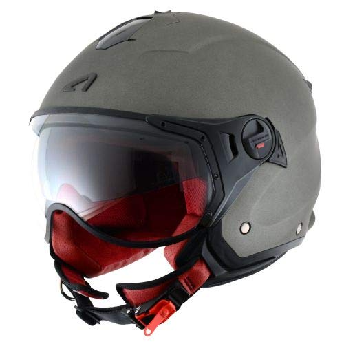 Astone Helmets - MINIJET S SPORT monocolor - Casque jet compact - Casque de moto look sport - Casque de scooter mixte - Casque en polycarbonate - Matt titanium XL