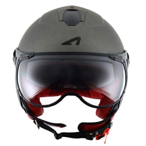 Astone Helmets - MINIJET S SPORT monocolor - Casque jet compact - Casque de moto look sport - Casque de scooter mixte - Casque en polycarbonate - Matt titanium XL