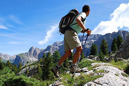 ATTRAC - Bastones trekking de »carbono« con sistema telescópico, cierre rápido y soporte para cámara - Ultra ligeros con Empuñadura en espuma + PDF workout