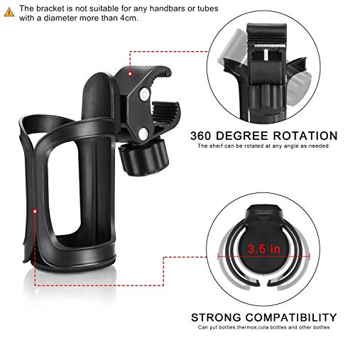 AumoToo Bike Cup Holder, 360 Grados de rotación Bebida Botella de agua jaulas Cochecitos de bebé para bicicletas, bicicletas de montaña, cochecitos de bebé y sillas de ruedas