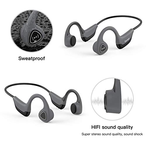 Auriculares De Conducción ósea, Bluetooth 5.0 Conducción ósea Inalámbrica para Correr, Andar En Bicicleta-Gris