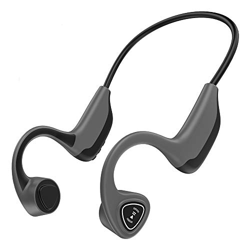 Auriculares De Conducción ósea, Bluetooth 5.0 Conducción ósea Inalámbrica para Correr, Andar En Bicicleta-Gris