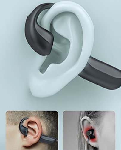 Auriculares Inalámbricos Deportivos Bluetooth Conducción Ósea con micrófono Resistentes al Sudor cómodos para Correr, Footing, Senderismos, Ciclismo (Auriculares Inalámbricos Negros)