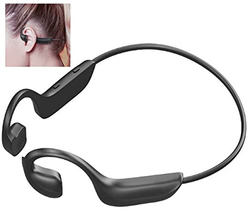 Auriculares Inalámbricos Deportivos Bluetooth Conducción Ósea con micrófono Resistentes al Sudor cómodos para Correr, Footing, Senderismos, Ciclismo (Auriculares Inalámbricos Negros)