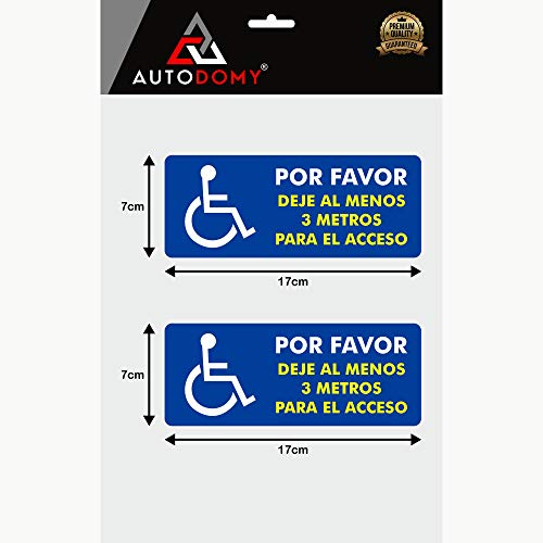 Autodomy Pegatinas Discapacitado Minusválido por Favor Dejé al Menos 3 Metros para el Acceso Pack 2 Unidades para Coche Furgoneta Camión (Uso Externo)