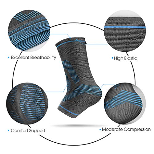 Awenia Tobilleras Deportivas de Compresión Tobillera Estabilizadora para Esguince de Tobillo Fascitis Plantar, Soporte de Tobillos Tobillera Proteccion para Hombre y Mujer,Azul-S