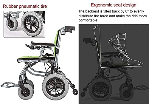 AWJ sillas de Ruedas Silla de Ruedas motorizada compacta, Plegable y apagada, asistida eléctrica, Ligera y Plegable Sillas de Ruedas eléctricas, Silla de Ruedas motorizada, asient