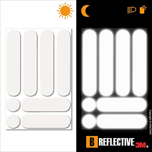 B REFLECTIVE 3M® E-Ride Standard™, Kit de Pegatinas Reflectantes de Color para 2 Scooters, Giróscopos y Otros Dispositivos personales de Movilidad motorizada, 3M Technology™, Blanco