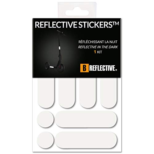 B REFLECTIVE 3M® E-Ride Standard™, Kit de Pegatinas Reflectantes de Color para 2 Scooters, Giróscopos y Otros Dispositivos personales de Movilidad motorizada, 3M Technology™, Blanco