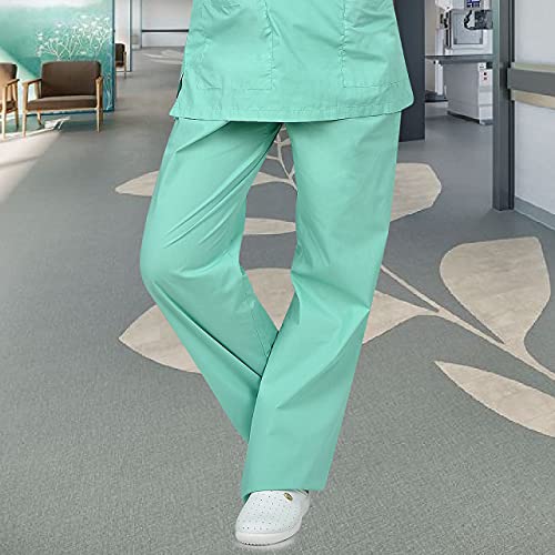 B-well Batista Unisex Pantalón Sanitario Mujer Pantalones Sanitarios Mujer Uniformes Sanitarios Mujer Hombre Cintura elástica, Verde Claro, L