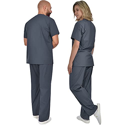 B-well COLOMBO Uniformes Sanitarios Mujer Casacas Sanitarias Mujer Pijama Sanitario Uniforme Enfermera Conjunto Casaca y Pantalón Gris Grafito M