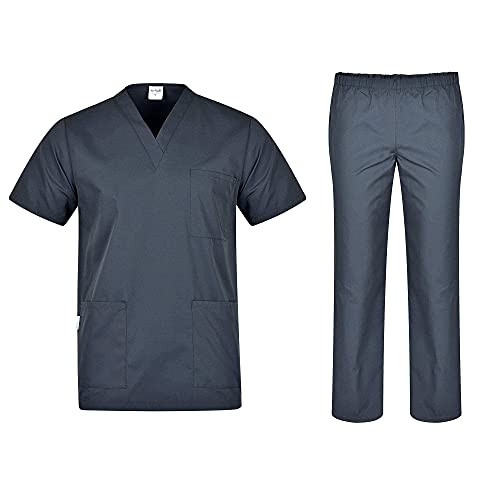 B-well COLOMBO Uniformes Sanitarios Mujer Casacas Sanitarias Mujer Pijama Sanitario Uniforme Enfermera Conjunto Casaca y Pantalón Gris Grafito M