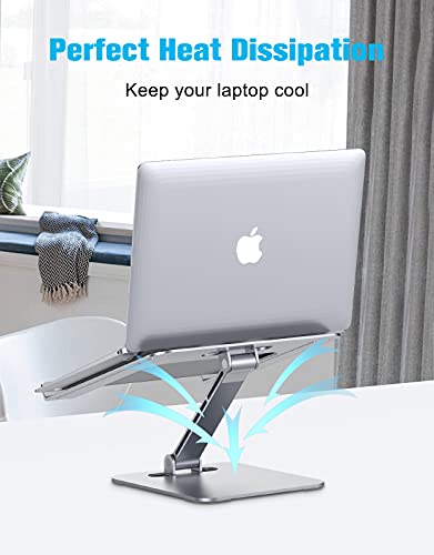 Babacom Soporte Portatil Mesa Plegable, Elevador Laptop Stand con Altura Ajustable, Soporte Ordenador Portátil de Aleación de Aluminio Ventilado Compatible con MacBook Lenovo HP PC 10-16" (Plateado)