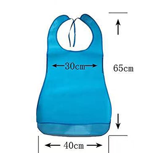 Babero Adulto Silicona con Bolsillo Recogemigas Baberos para Adultos Comer Impermeable Lavables Azul