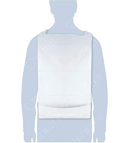 Babero desechable impermeable de papel y polietileno – 100 unidades.