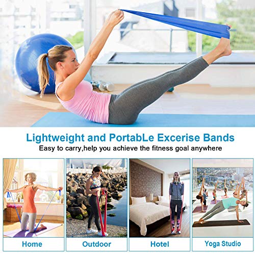 Bandas Elasticas Fitness Set de 3 Resistencias Látex Banda de Ejercicios Yoga Pilates Bands para Fisioterapia Rehabilitación, Crossfit, Mujer y Hombre en el Hogar Entrenamiento de Fuerza