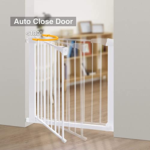 Barrera de Seguridad de Niño, Barrera Metálica Duradera 75-103 cm, para Puertas, Escaleras y Pasillos, Cierre Automático Seguro, Rejilla de Seguridad para Bebés y Mascotas, Blanco