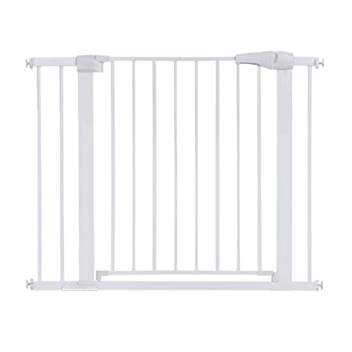 Barrera de Seguridad de Niño, Barrera Metálica Duradera 75-103 cm, para Puertas, Escaleras y Pasillos, Cierre Automático Seguro, Rejilla de Seguridad para Bebés y Mascotas, Blanco