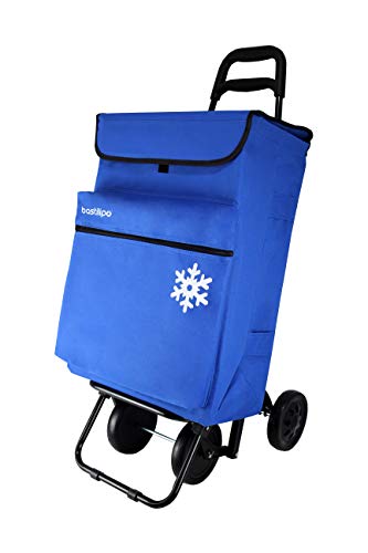 Bastilipo Julia Azul Oceano Carro de la Compra 4 Ruedas Plegables oceano-Bastilipo-50 litros de Capacidad con Bolsa termica y Bolsillo Interior, 50 litros