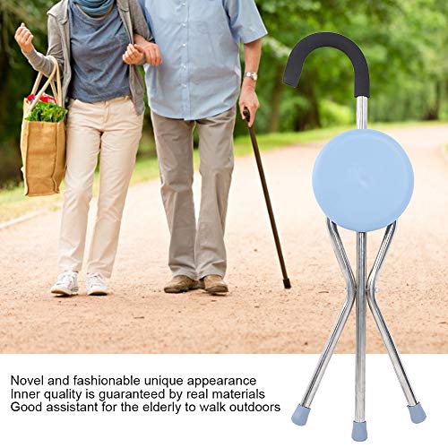 Bastón Plegable de Acero Inoxidable, bastón portátil de Altura Ajustable para Caminar para Personas Mayores y discapacitadas, Taburete, Silla con muleta Plegable, Viajes al Aire Libre